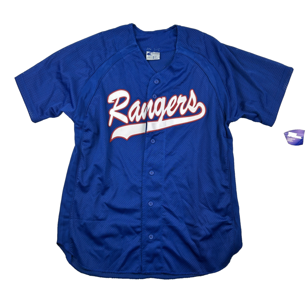 Rangers Shirt Mens Large Champro BS21 Royal Blue Mesh Button Team Apparel New